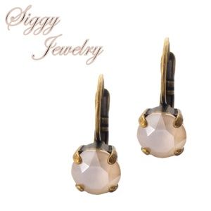 Swarovski 8mm Ivory Cream Drop Lever Back Earrings